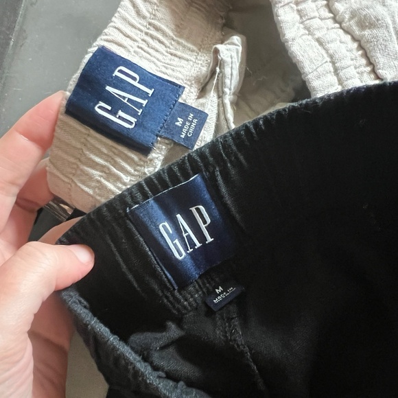 Set of Gap Linen Blend Pants and Short Set Pull on Size Medium Black Tan - Picture 10 of 11